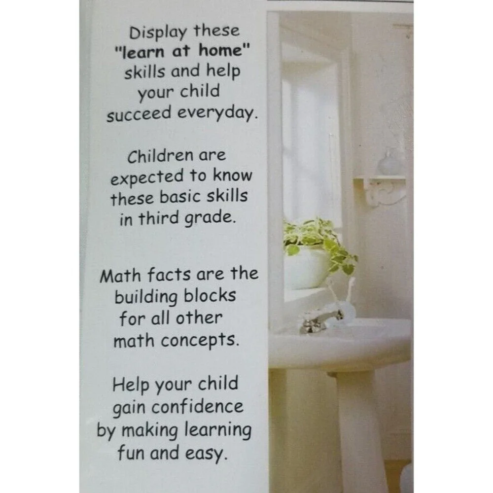 Math Educational Shower Curtain Grade 3+ Multiplication Fun Easy Learning NEW